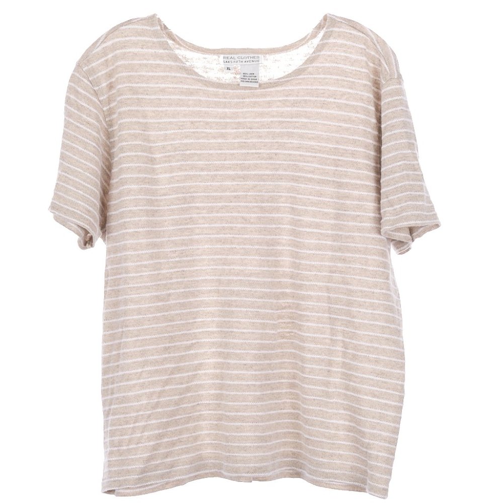 Real Clothes Saks Fifth Avenue Neutral Linen Blend Top XL
